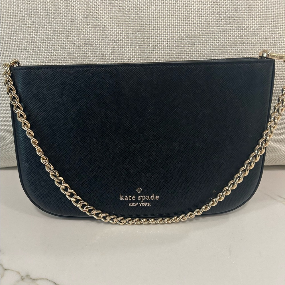 SOLD‼️ Kate Spade black Clutch with Gold Chain